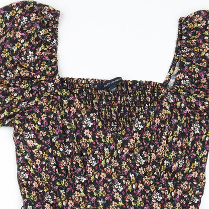 French Connection Womens Multicoloured Floral Polyester A-Line Size 8 V-Neck Zip