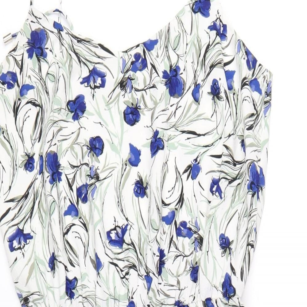 Zara Womens Multicoloured Floral Polyester A-Line Size XS V-Neck Pullover