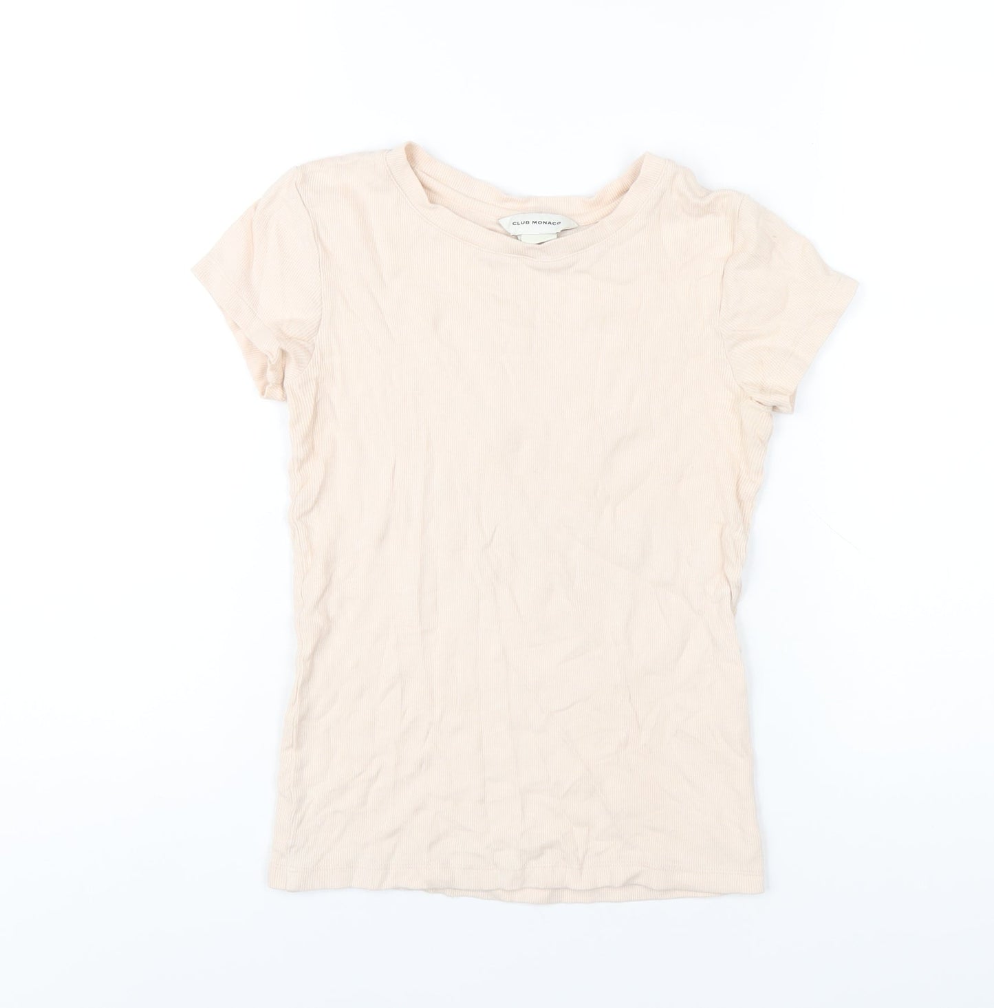 Club Monaco Womens Pink Cotton Basic T-Shirt Size XS Round Neck
