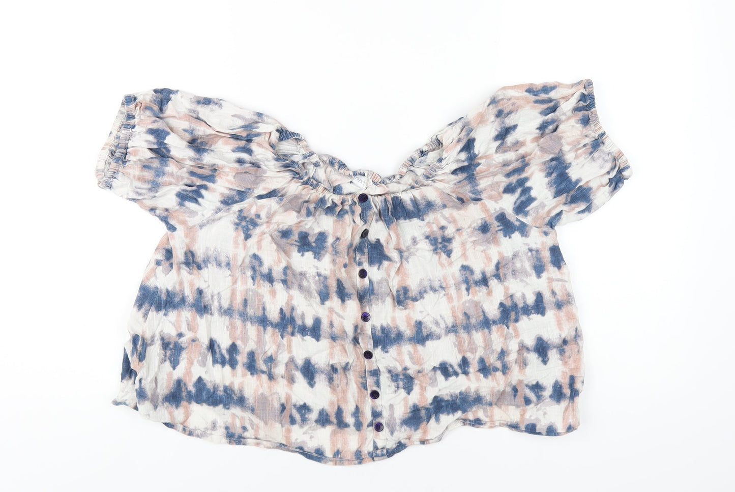 NEXT Girls Multicoloured Geometric Cotton Basic T-Shirt Size 13 Years Off the Shoulder Pullover