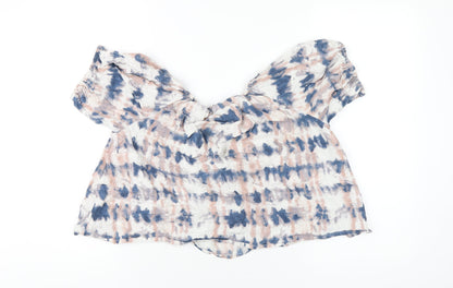 NEXT Girls Multicoloured Geometric Cotton Basic T-Shirt Size 13 Years Off the Shoulder Pullover