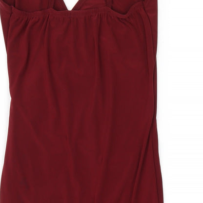 PRETTYLITTLETHING Womens Red Polyester Bodycon Size 10 V-Neck Pullover