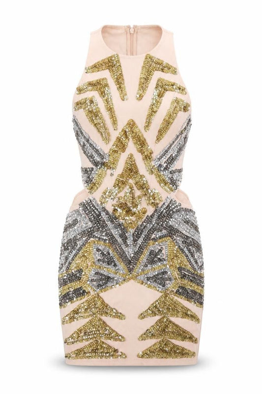 Front view of ASOS women’s pink cotton mini, size UK 6, round neck zip