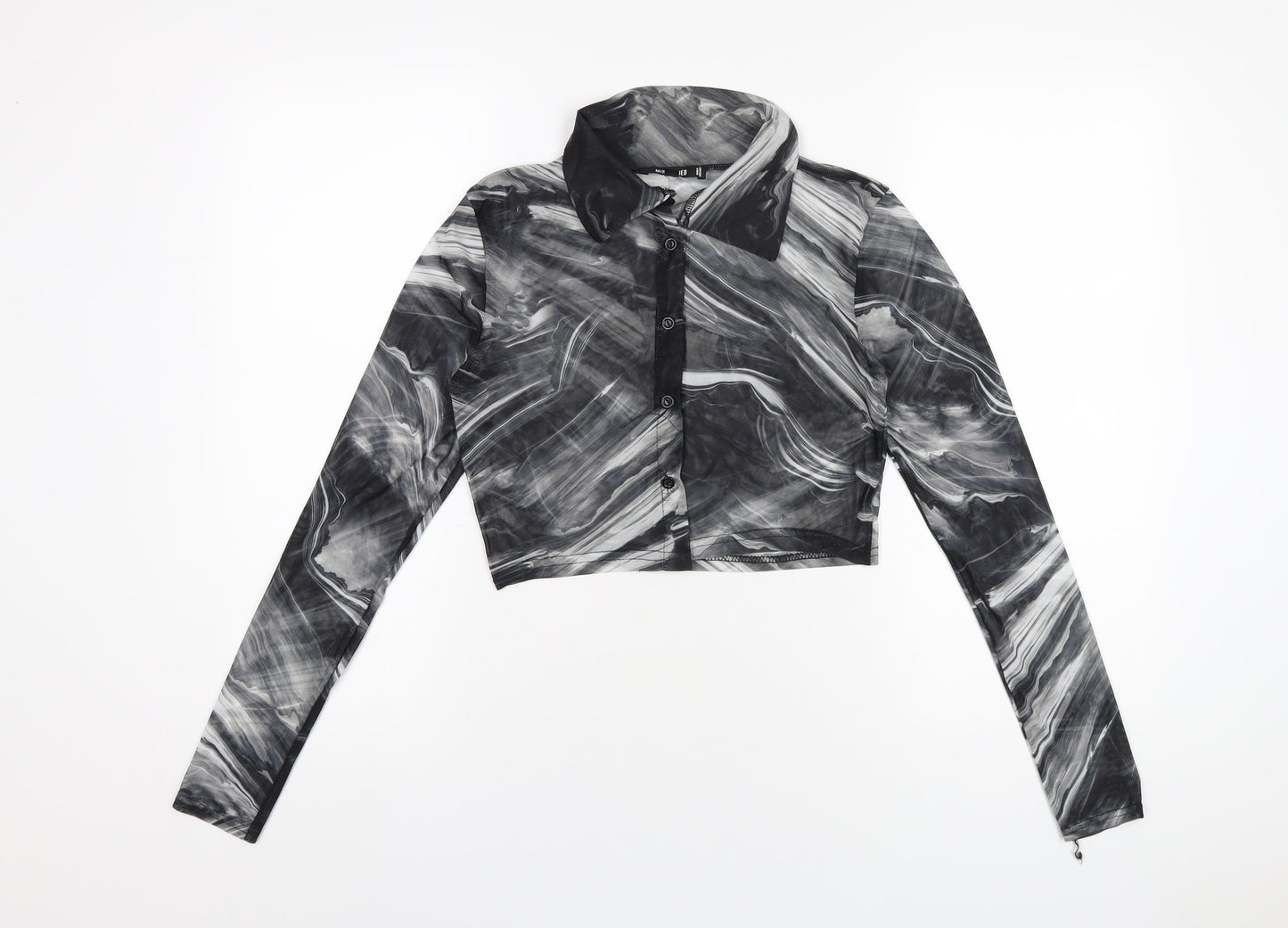 Womens UK Size 8 Missguided Grey Basic Button-Up