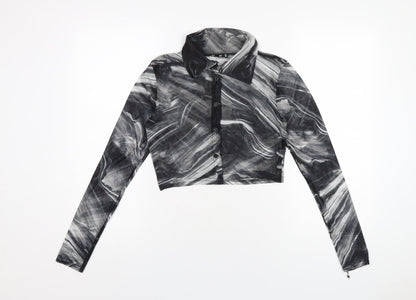 Womens UK Size 8 Missguided Grey Basic Button-Up