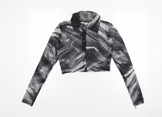 Womens UK Size 8 Missguided Grey Basic Button-Up