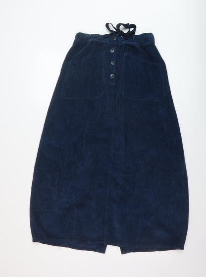 Potery Womens Blue Cotton A-Line Skirt Size 26 in Button