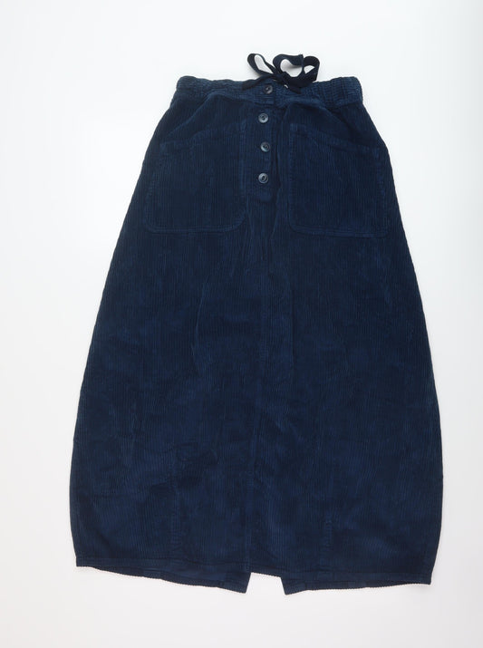Potery Womens Blue Cotton A-Line Skirt Size 26 in Button
