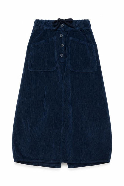 Potery Womens Blue Cotton A-Line Skirt Size 26 in Button