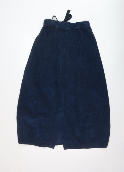 Potery Womens Blue Cotton A-Line Skirt Size 26 in Button