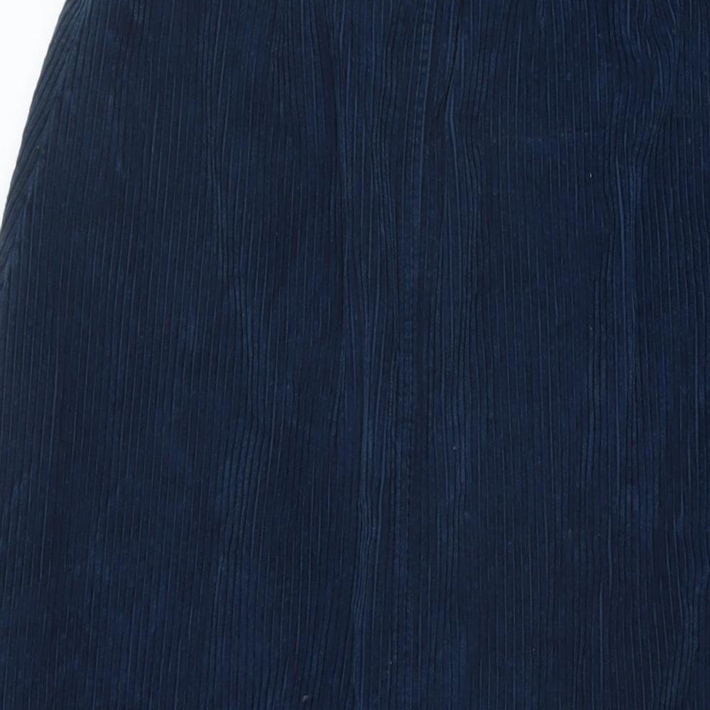 Potery Womens Blue Cotton A-Line Skirt Size 26 in Button