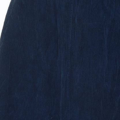 Potery Womens Blue Cotton A-Line Skirt Size 26 in Button
