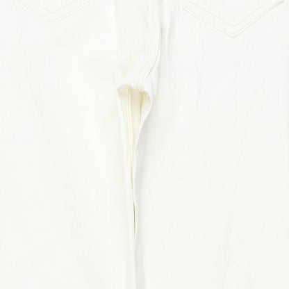 Zara Womens White Cotton Straight Jeans Size 16 L29 in Regular Button