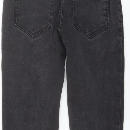 Brand and care label for Next boys’ grey cotton straight jeans, size 9, months regular drawstring