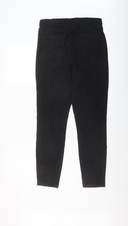 Denim & Co. Womens Black Cotton Jegging Jeans Size 14 L27 in Regular Button