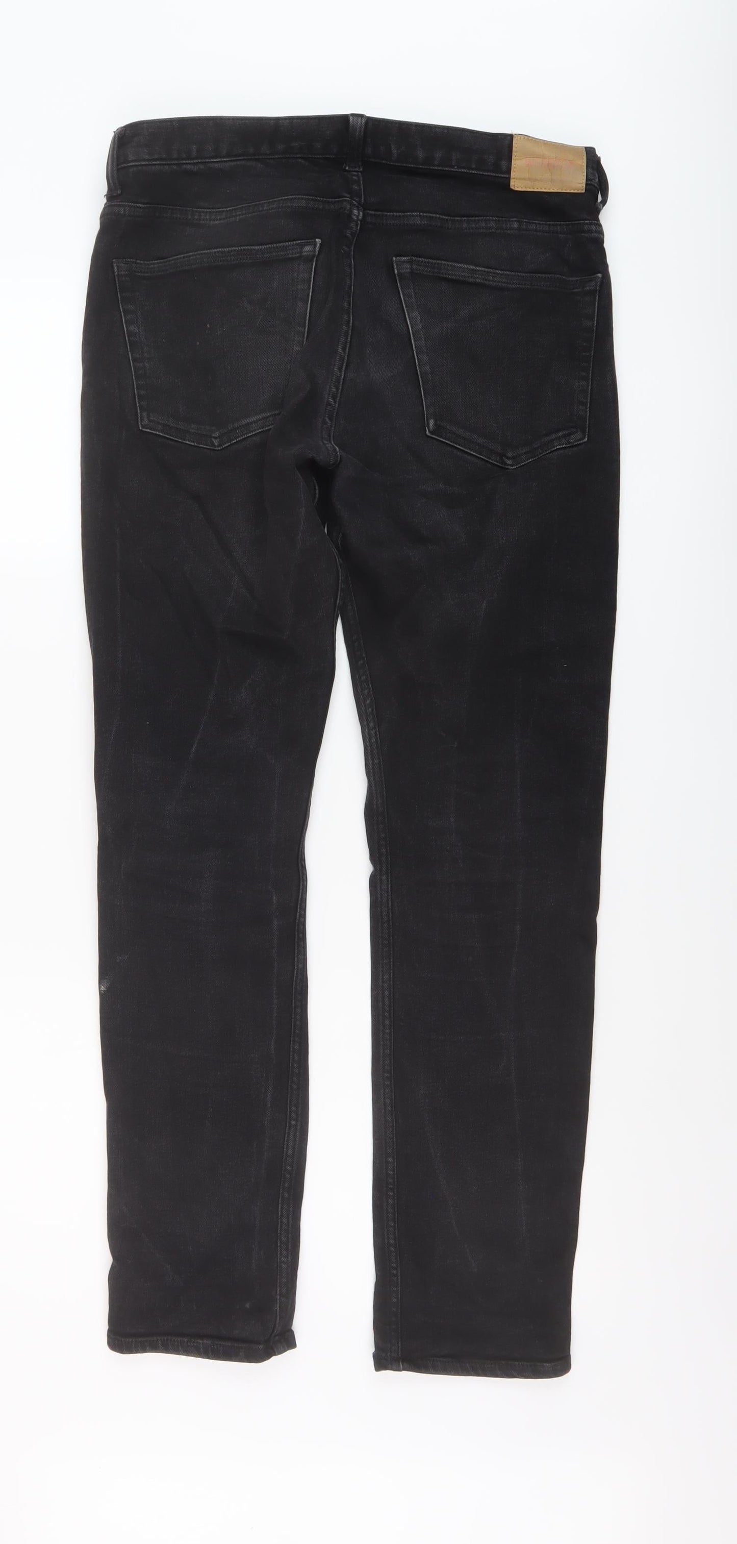 Easy Mens Black Cotton Straight Jeans Size 32 in L30 in Regular Button
