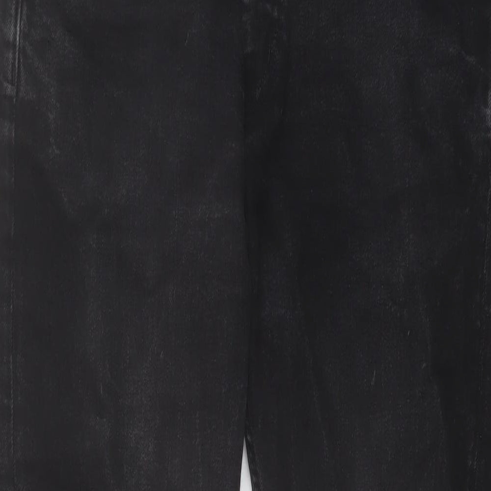 Easy Mens Black Cotton Straight Jeans Size 32 in L30 in Regular Button