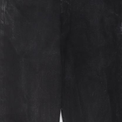 Easy Mens Black Cotton Straight Jeans Size 32 in L30 in Regular Button