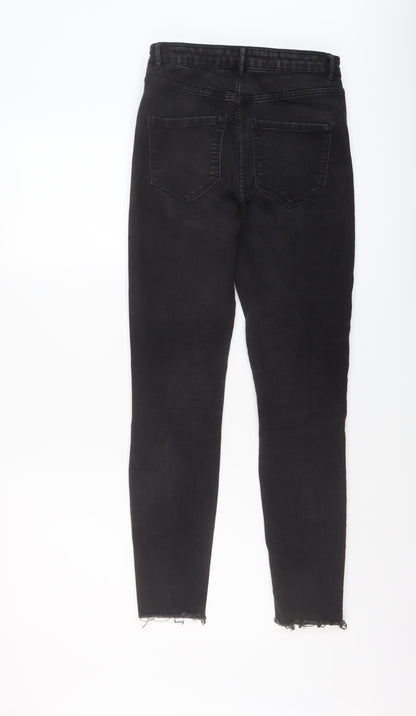 Zara Womens Black Cotton Skinny Jeans Size 10 L27 in Regular Button