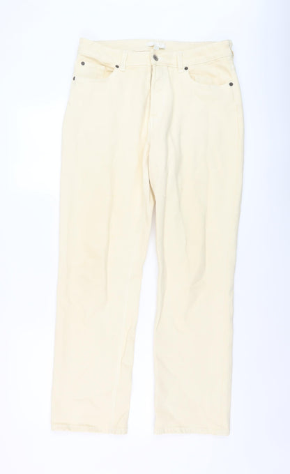 Womens UK Size 14 H&M Regular Fit Straight Beige Jeans
