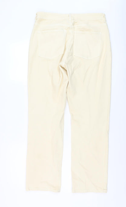 Womens UK Size 14 H&M Regular Fit Straight Beige Jeans