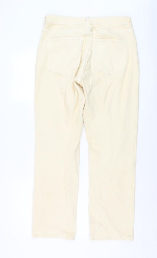 Womens UK Size 14 H&M Regular Fit Straight Beige Jeans
