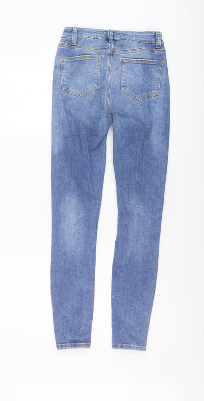 Denim & Co. Womens Blue Cotton Skinny Jeans Size 6 L28 in Regular Button