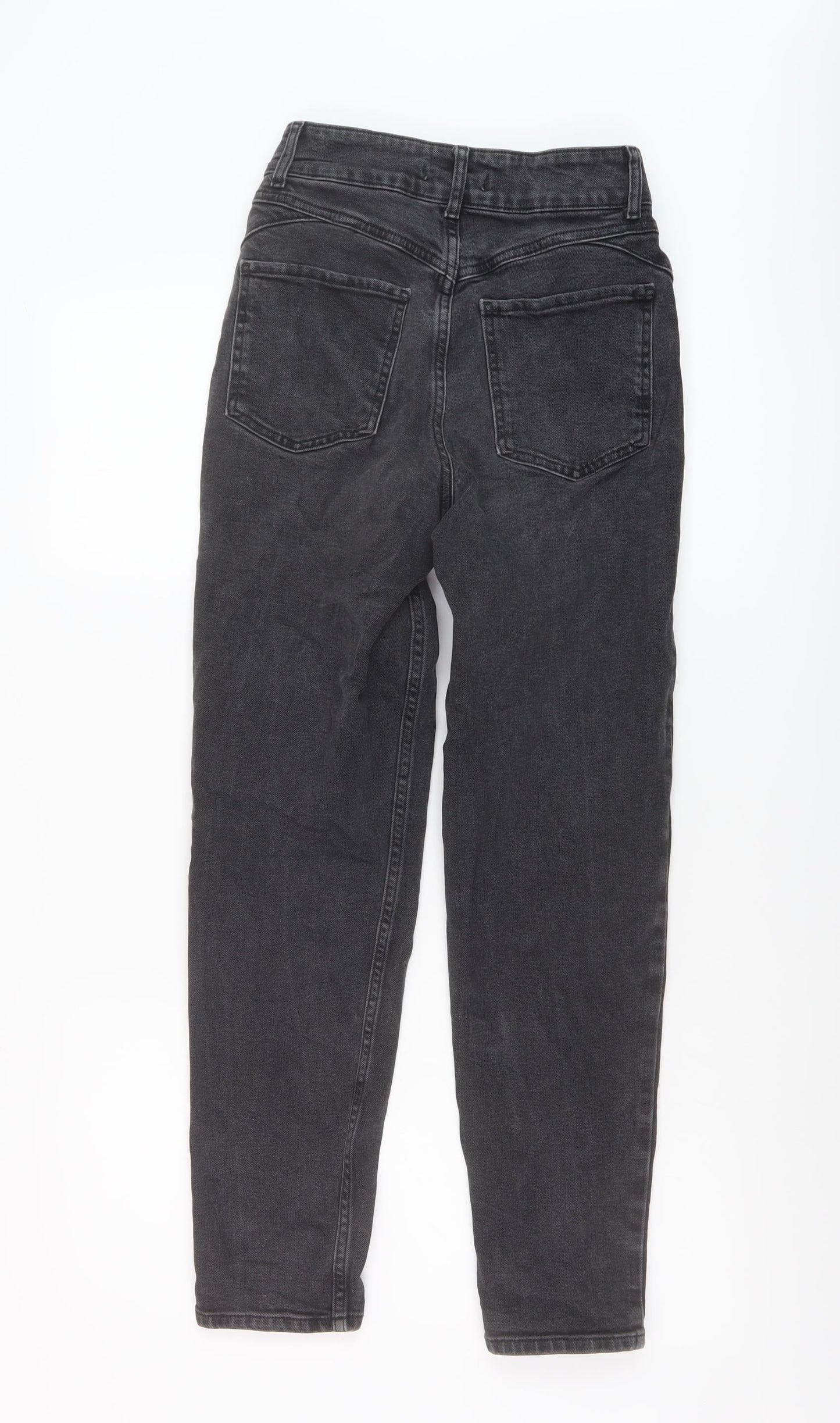 Denim & Co. Womens Grey Cotton Mom Jeans Size 6 L28 in Regular Button