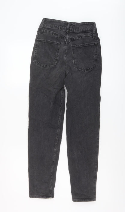 Denim & Co. Womens Grey Cotton Mom Jeans Size 6 L28 in Regular Button