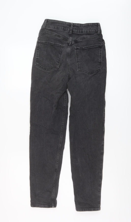 Denim & Co. Womens Grey Cotton Mom Jeans Size 6 L28 in Regular Button