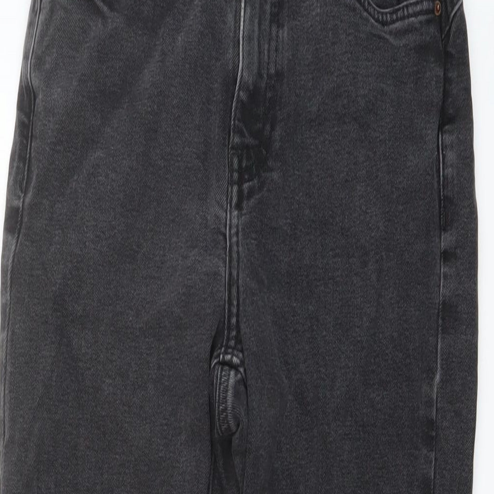 Denim & Co. Womens Grey Cotton Mom Jeans Size 6 L28 in Regular Button