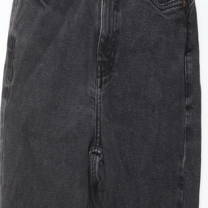 Denim & Co. Womens Grey Cotton Mom Jeans Size 6 L28 in Regular Button