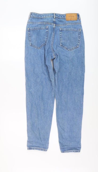 Zara Womens Blue Cotton Mom Jeans Size 8 L27 in Regular Button