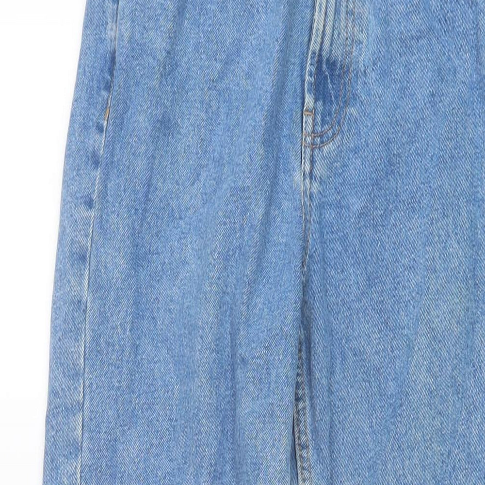 Zara Womens Blue Cotton Mom Jeans Size 8 L27 in Regular Button