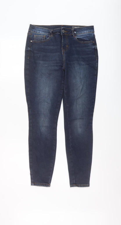 TU Womens Blue Cotton Skinny Jeans Size 10 L26 in Regular Button