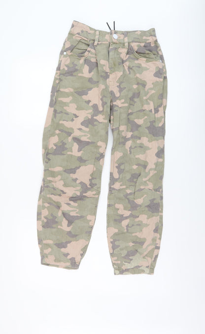 River Island Womens Green Camouflage Cotton Straight Jeans Size 6 L25 in Regular Button