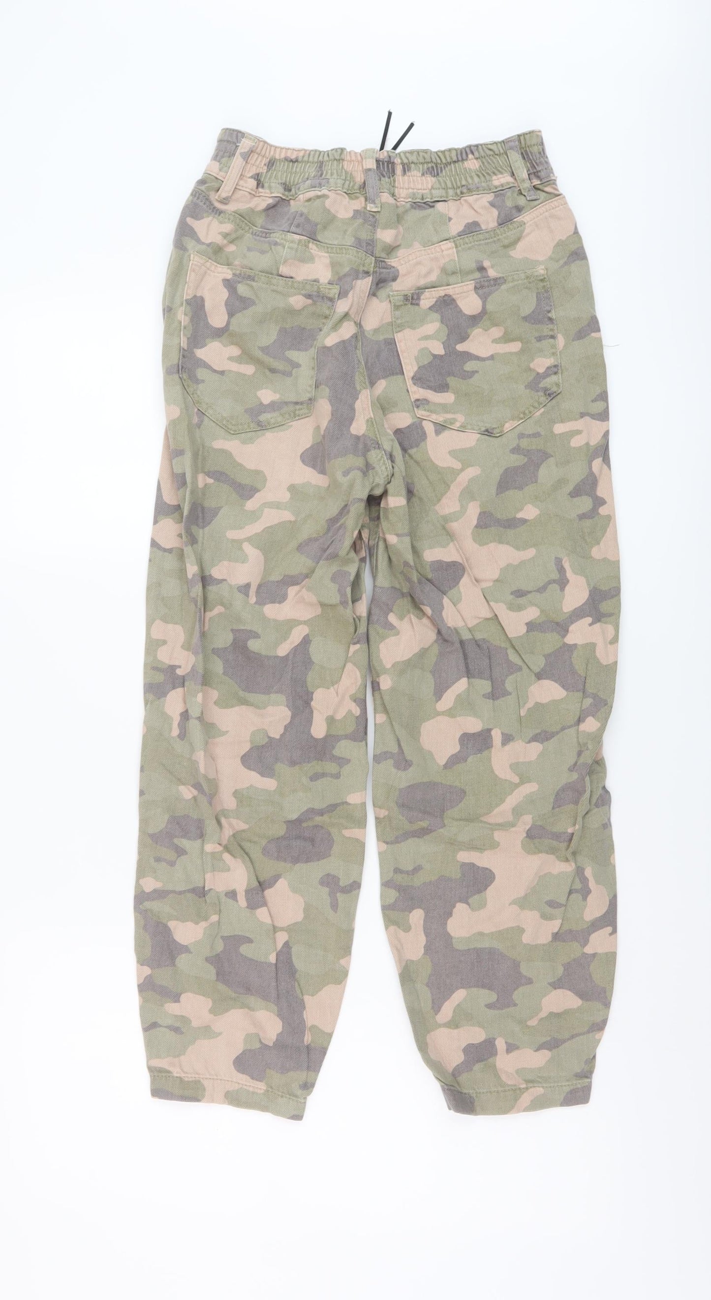 River Island Womens Green Camouflage Cotton Straight Jeans Size 6 L25 in Regular Button