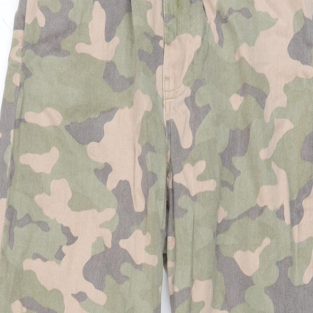 River Island Womens Green Camouflage Cotton Straight Jeans Size 6 L25 in Regular Button