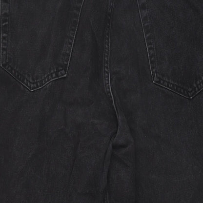 Topshop Womens Black Cotton Wide-Leg Jeans Size 34 in L22 in Regular Button