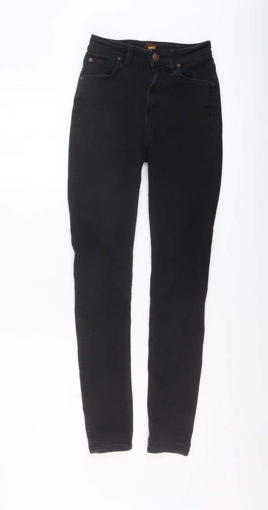 Lee Womens Black Cotton Skinny Jeans Size 25 in L28 in Regular Button