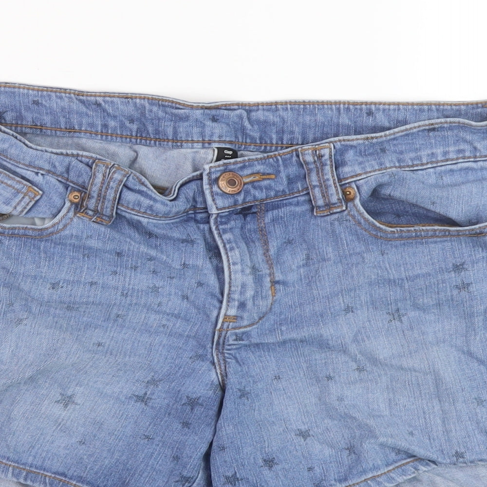 Gap Womens Blue Geometric Cotton Boyfriend Shorts Size 8 L5 in Regular Button