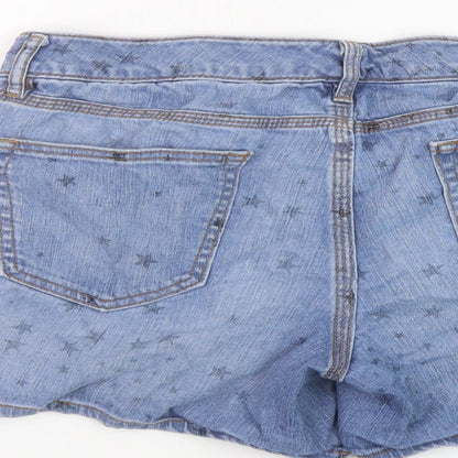 Gap Womens Blue Geometric Cotton Boyfriend Shorts Size 8 L5 in Regular Button
