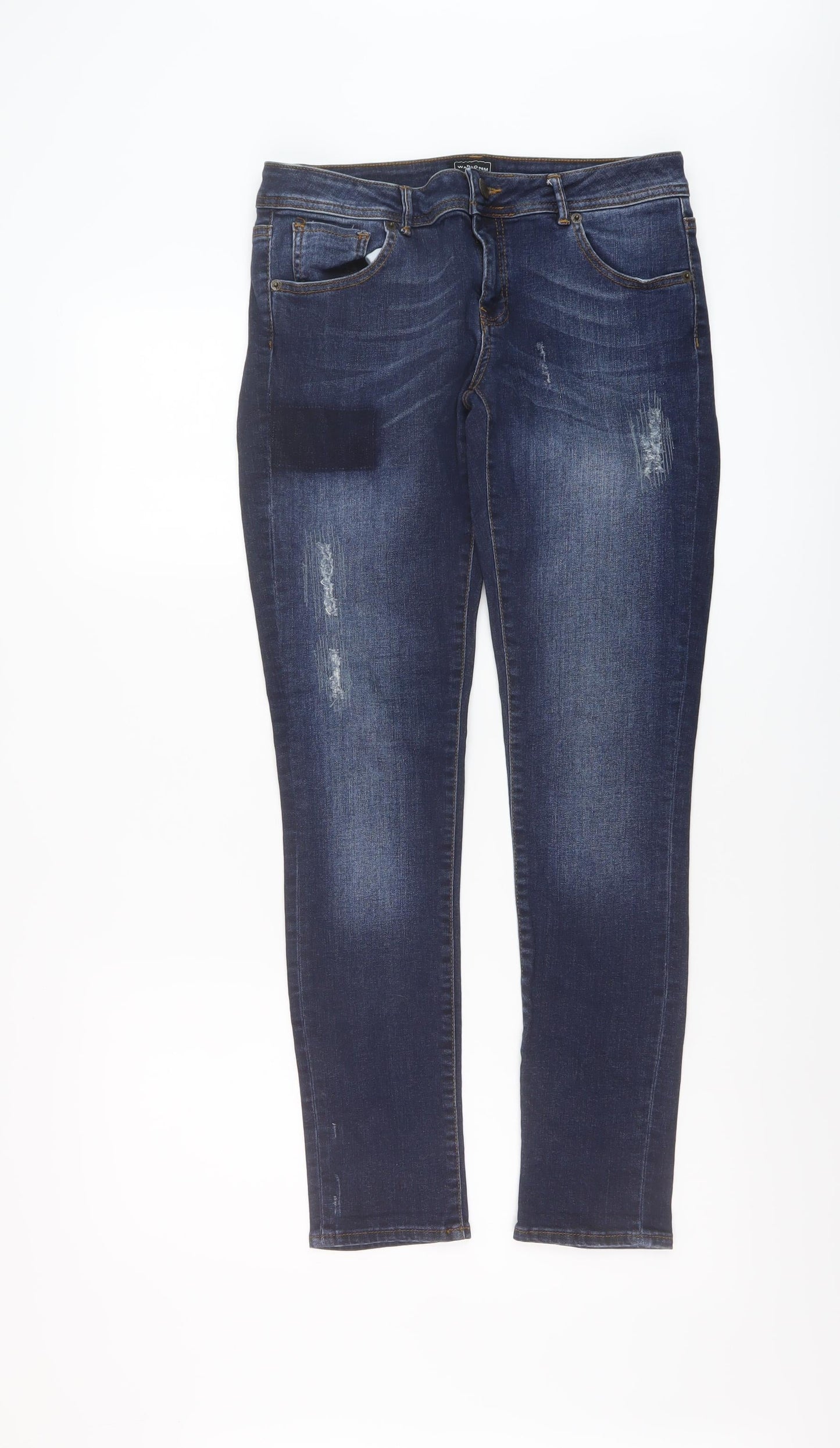 Womens UK Size 12 Warehouse Regular Fit Straight Blue Jeans