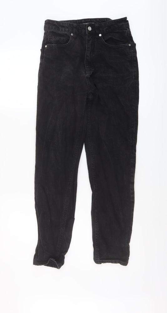 Boohoo Womens Black Cotton Mom Jeans Size 6 L27 in Regular Button