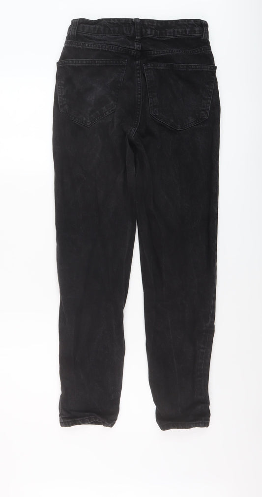 Boohoo Womens Black Cotton Mom Jeans Size 6 L27 in Regular Button