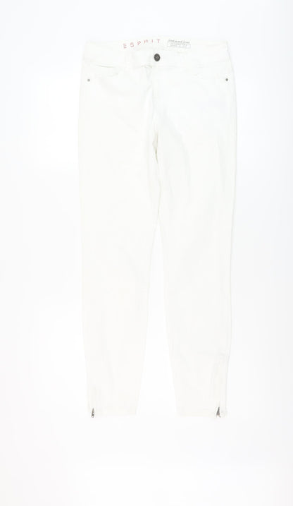 Esprti Womens White Cotton Skinny Jeans Size 10 L28 in Regular Button