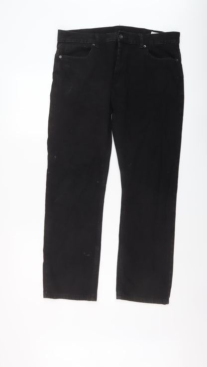 Denim & Co. Mens Beige Cotton Straight Jeans Size 34 in L30 in Regular Button