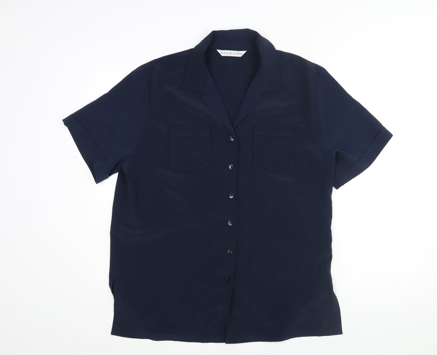 Womens UK Size L Janique Blue Basic Button-Up