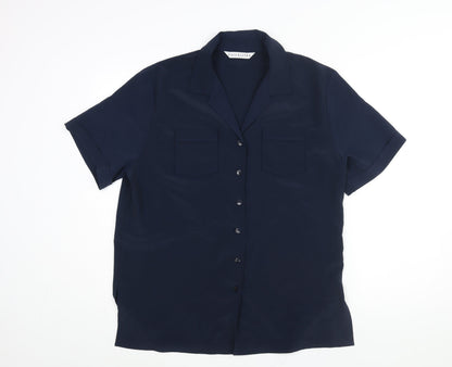 Womens UK Size L Janique Blue Basic Button-Up