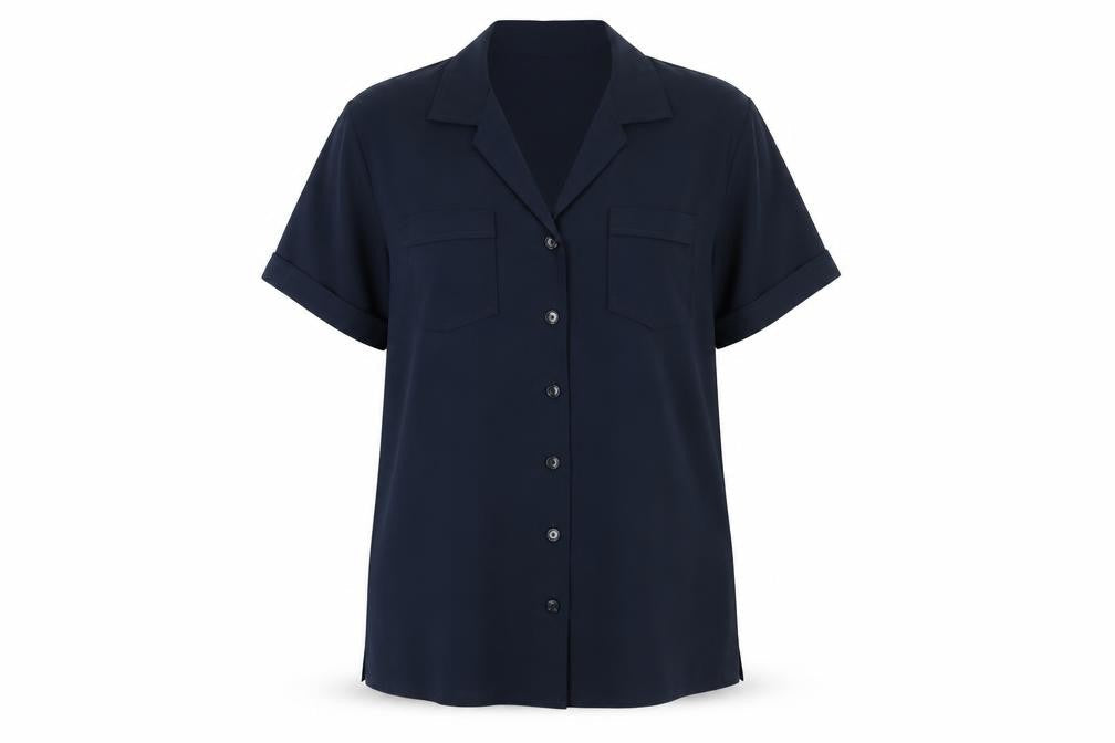 Womens UK Size L Janique Blue Basic Button-Up